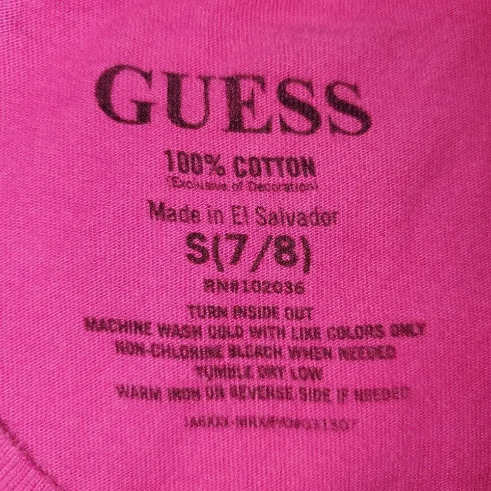 𝅺Guess small 7/8 girls pink cotton tee